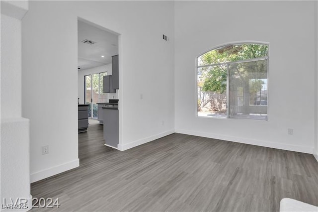 interior space with dark hardwood / wood-style flooring