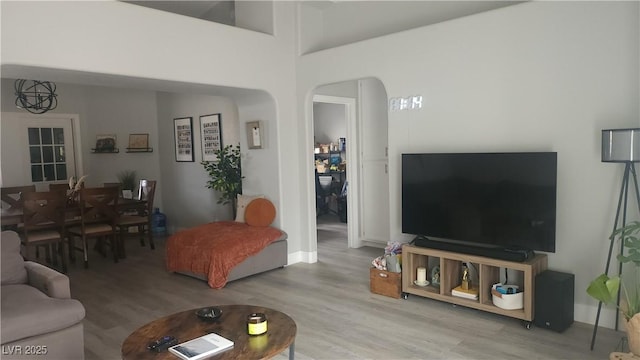 living room featuring light hardwood / wood-style floors