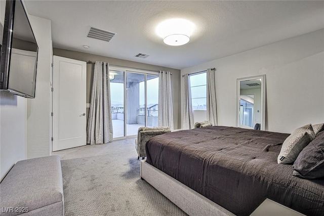 bedroom featuring carpet and access to outside