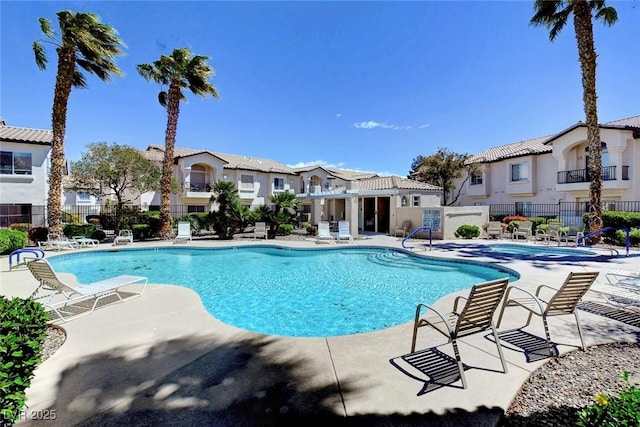 view of pool featuring a patio