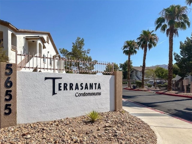 view of community sign