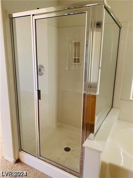 bathroom with shower with separate bathtub