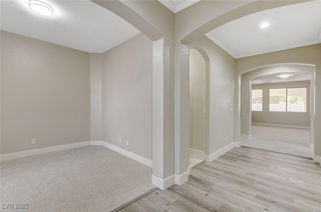 interior space with light hardwood / wood-style floors