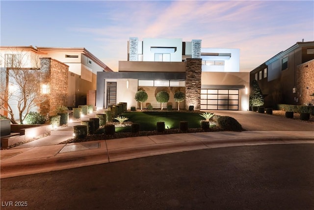 contemporary home featuring a garage