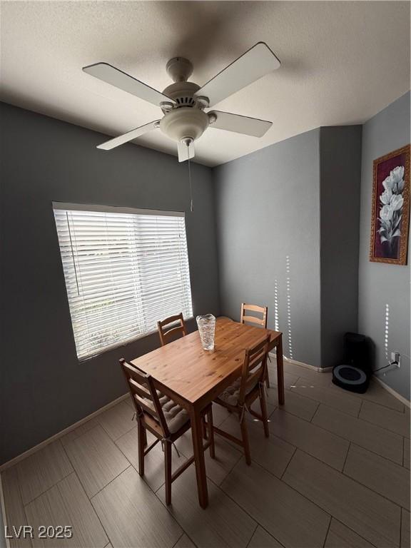 dining area with ceiling fan