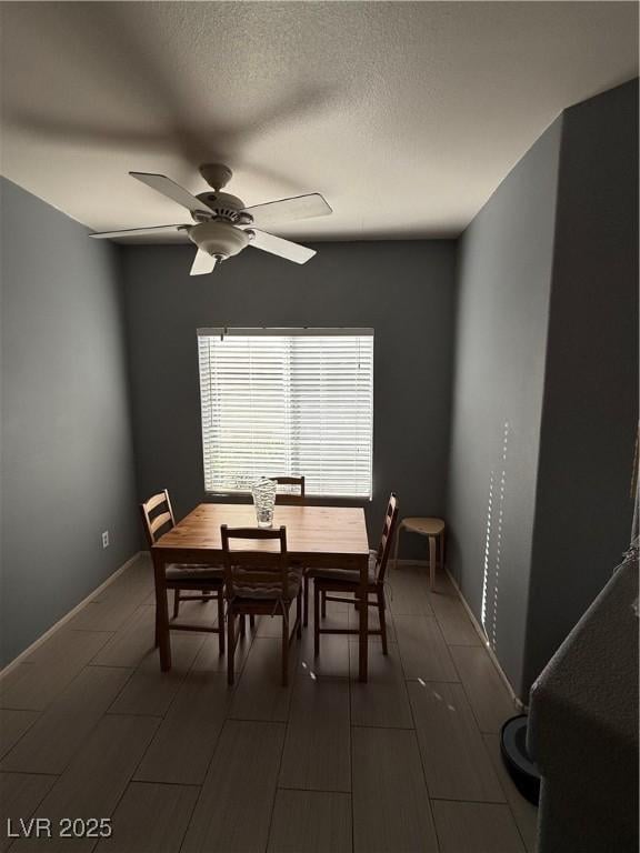 dining space with ceiling fan