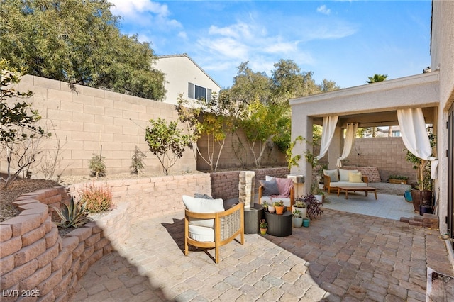 view of patio featuring outdoor lounge area