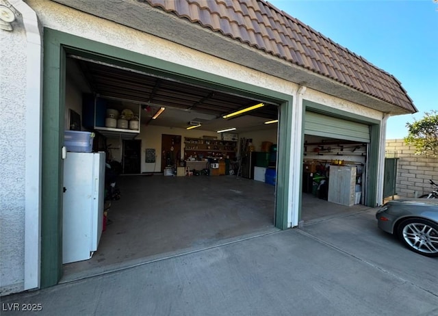 view of garage