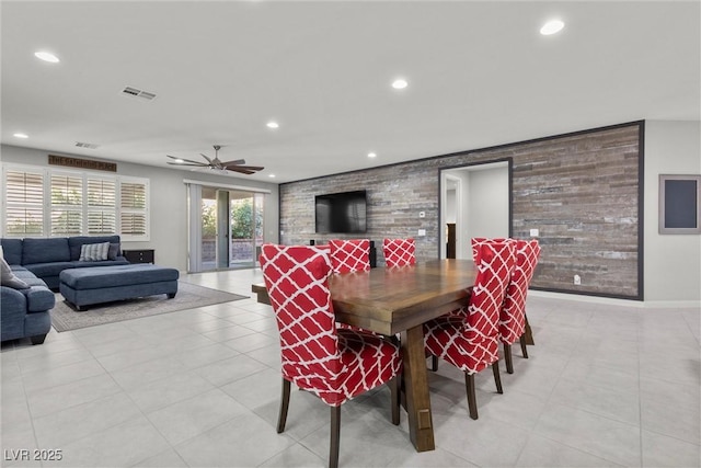 dining area featuring ceiling fan