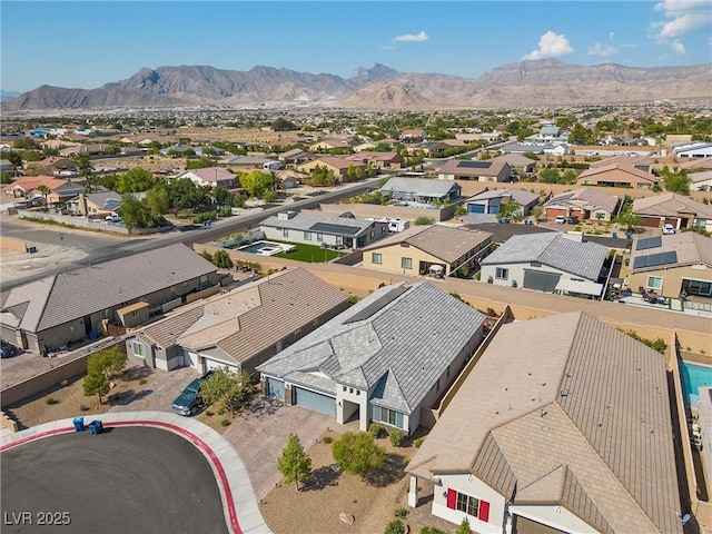 bird's eye view with a mountain view