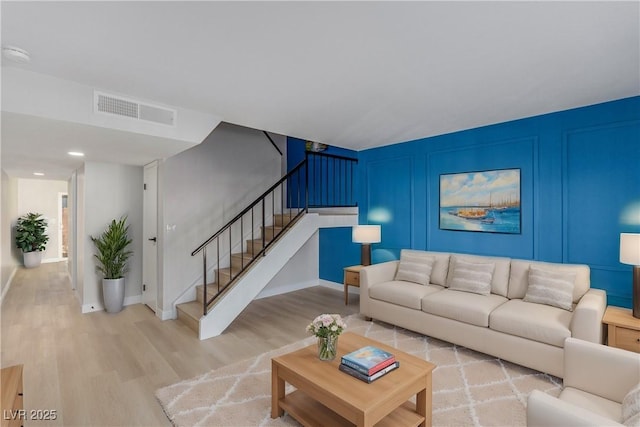 living room featuring light hardwood / wood-style floors