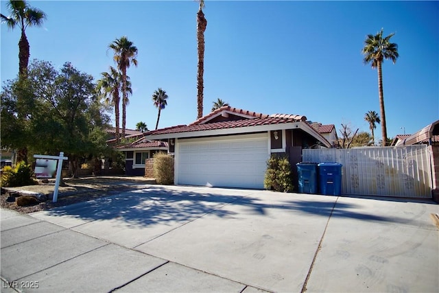 single story home with a garage