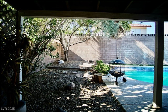 view of patio / terrace featuring a fenced in pool