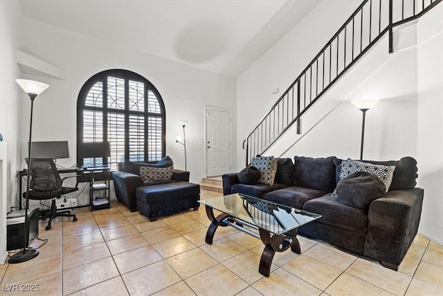 view of tiled living room