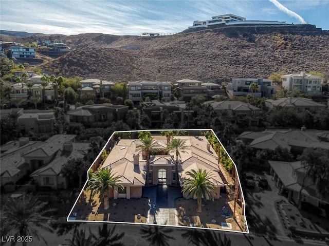 aerial view with a mountain view