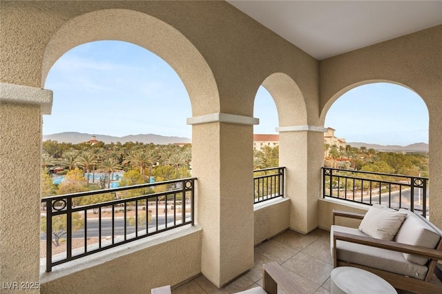 balcony with a mountain view