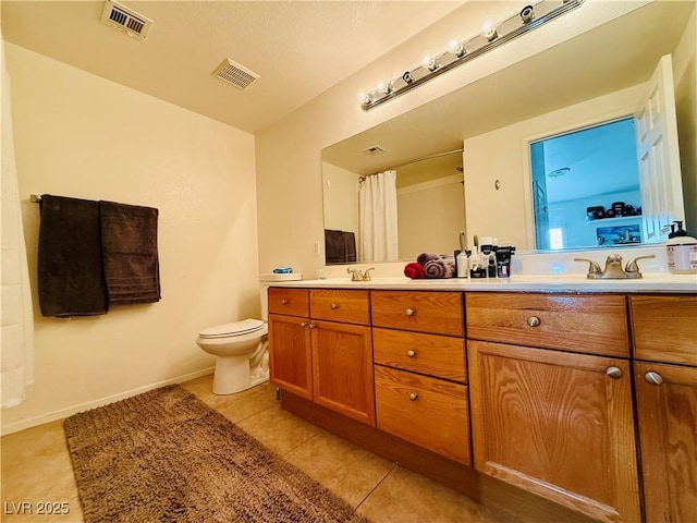 bathroom featuring tile patterned flooring, vanity, and toilet