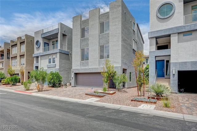 view of building exterior featuring a garage