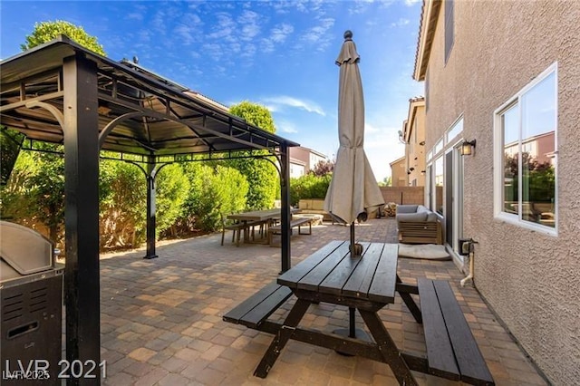 view of patio featuring a gazebo