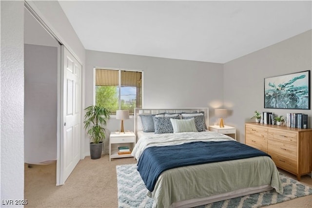 carpeted bedroom featuring a closet