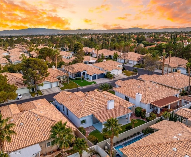 view of aerial view at dusk