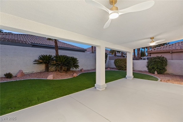 view of patio with ceiling fan