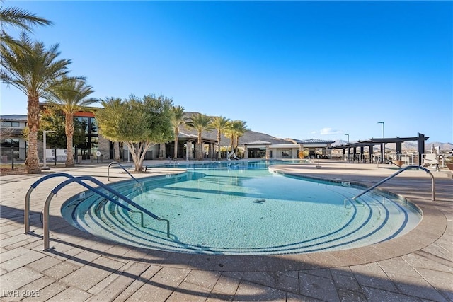 view of pool featuring a patio