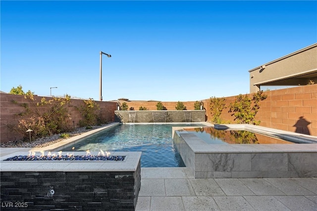 view of pool featuring pool water feature