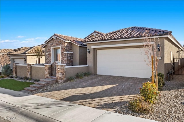 view of front of property with a garage