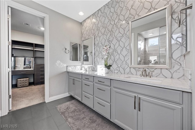 bathroom featuring vanity and tile patterned floors