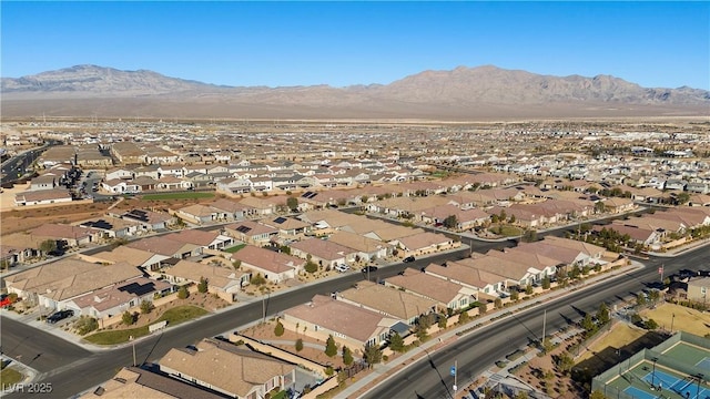 drone / aerial view featuring a mountain view