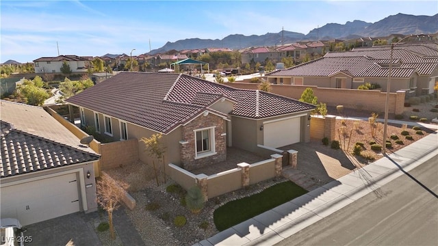 bird's eye view with a mountain view