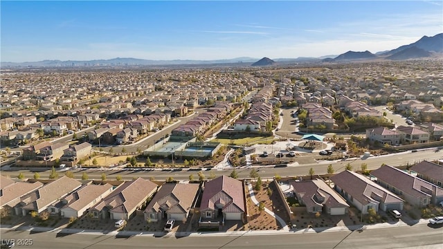 drone / aerial view with a mountain view