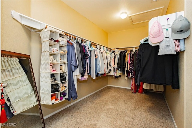 spacious closet with carpet flooring