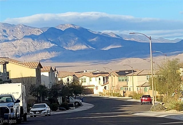 view of street with a mountain view