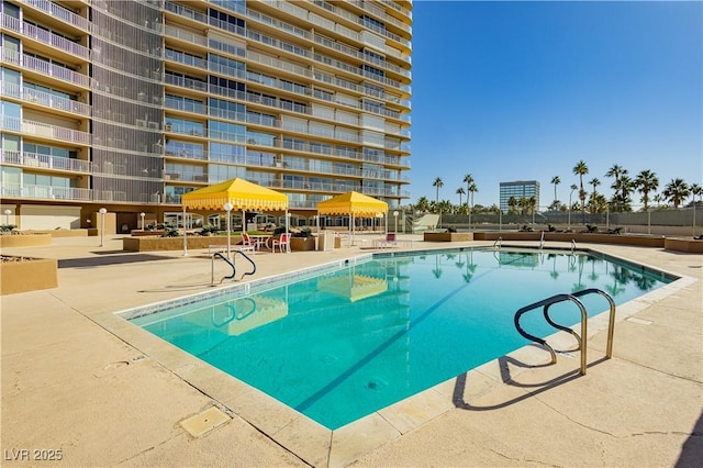 view of pool featuring a patio area