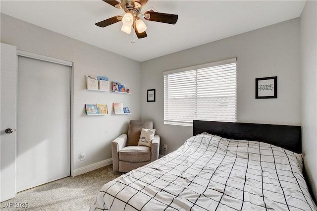 3320 Haven Beach Way, Las Vegas, NV 89117 - carpeted bedroom featuring baseboards, a closet, and a ceiling fan