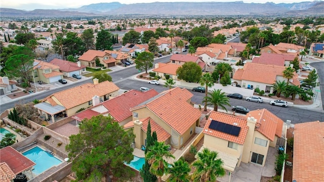 3320 Haven Beach Way, Las Vegas, NV 89117 - aerial perspective of suburban area featuring a mountain backdrop and a pool