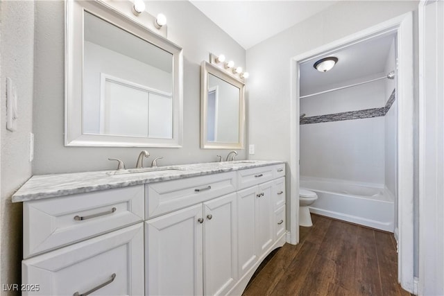 3320 Haven Beach Way, Las Vegas, NV 89117 - full bath with double vanity, wood finished floors, and shower / tub combination