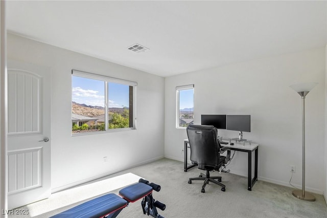 office featuring light carpet