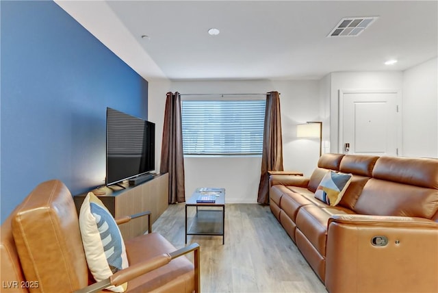 living room with light wood-type flooring