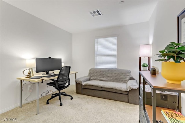 view of carpeted office space