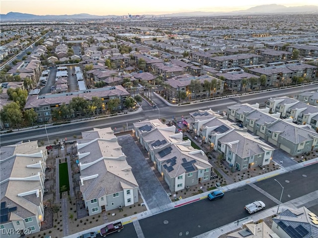 view of aerial view at dusk