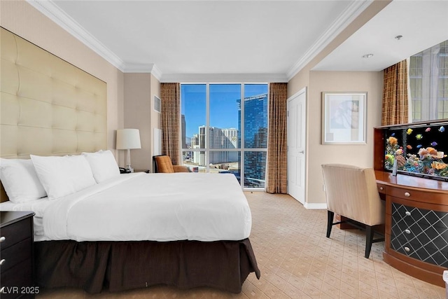 bedroom featuring ornamental molding