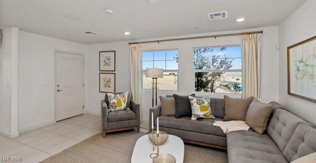 view of tiled living room