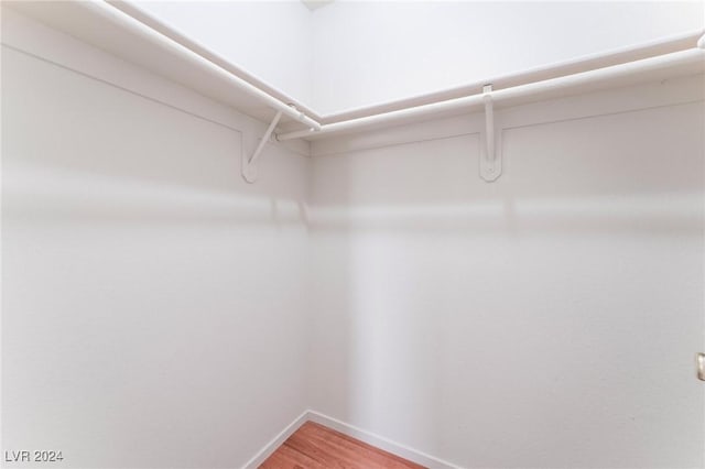 walk in closet with wood-type flooring