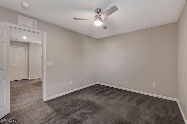 carpeted empty room with ceiling fan