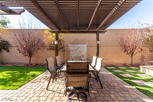 view of patio / terrace featuring a pergola