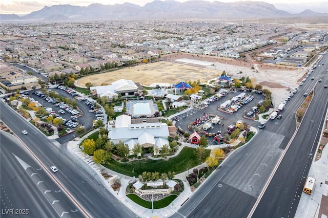 bird's eye view with a mountain view