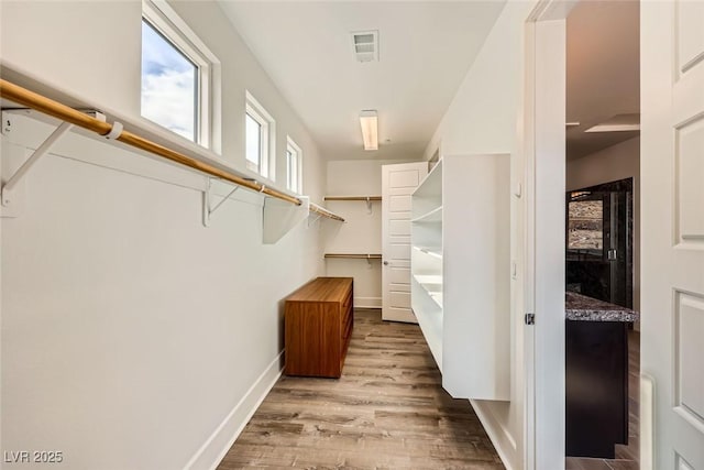 walk in closet featuring hardwood / wood-style flooring